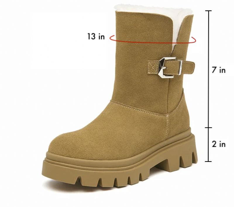 Damskie Ciepłe Buty Śnieżne Malena - Khaki