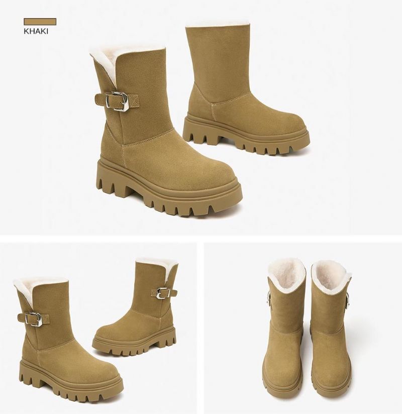 Damskie Ciepłe Buty Śnieżne Malena - Khaki