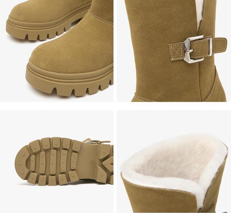 Damskie Ciepłe Buty Śnieżne Malena - Khaki