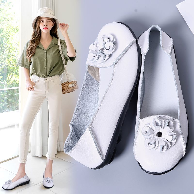 Damskie Codzienne Płaskie Buty Piery - Biały