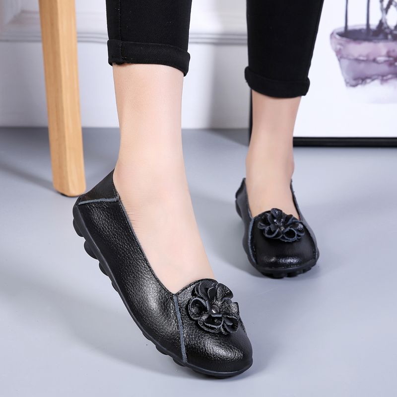Damskie Codzienne Płaskie Buty Piery Czarne - Czarny