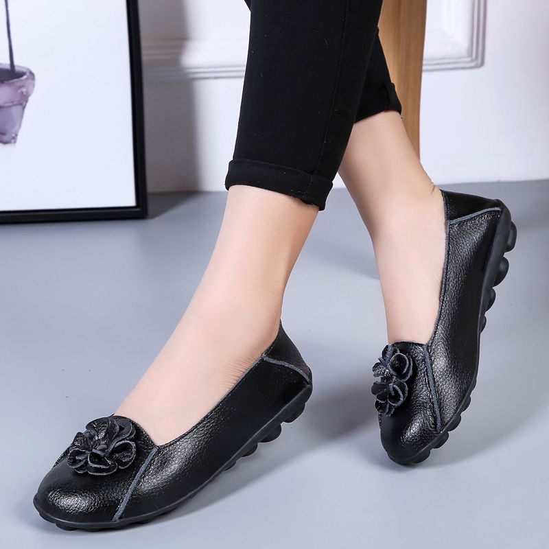 Damskie Codzienne Płaskie Buty Piery Czarne - Czarny