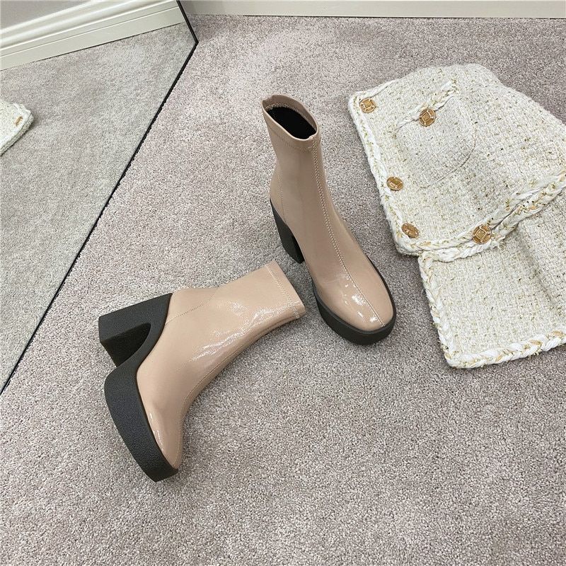 Damskie Eleganckie Buty Na Platformie Nakia - Morelowy