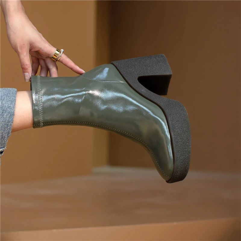Damskie Eleganckie Buty Na Platformie Nakia - Morelowy