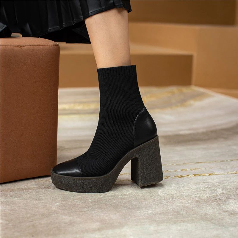 Damskie Eleganckie Buty Na Platformie Nakia - Morelowy