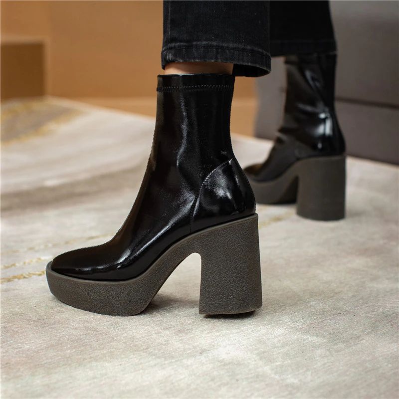 Damskie Eleganckie Buty Na Platformie Nakia - Morelowy