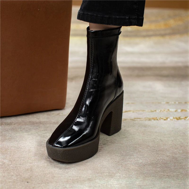 Damskie Eleganckie Buty Na Platformie Nakia - Morelowy