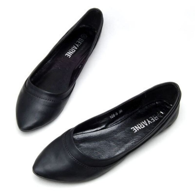 Damskie Płaskie Buty Belinda Ze Szpiczastym Noskiem - Czarny