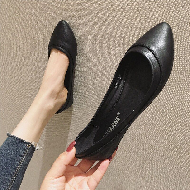 Damskie Płaskie Buty Belinda Ze Szpiczastym Noskiem - Czarny