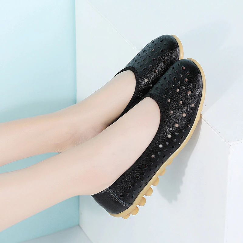 Damskie Płaskie Buty Kerry Czarne - Czarny