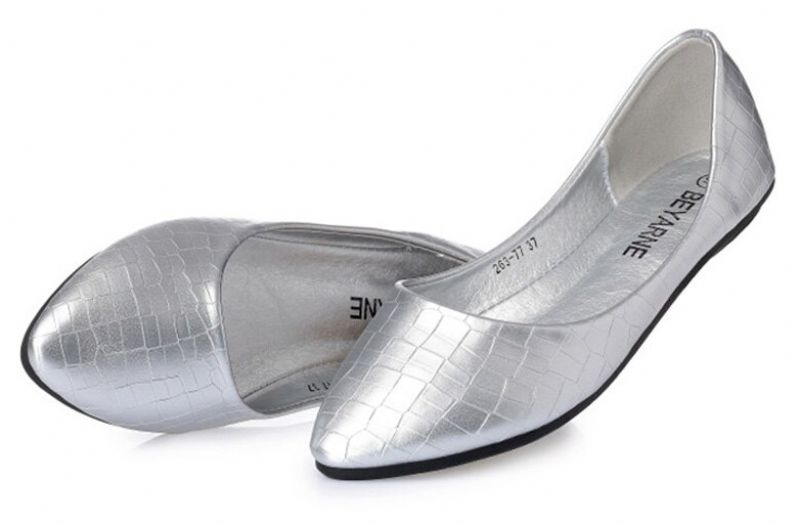 Damskie Płaskie Buty Lolita Z Miękkiej Podeszwy - Srebrny