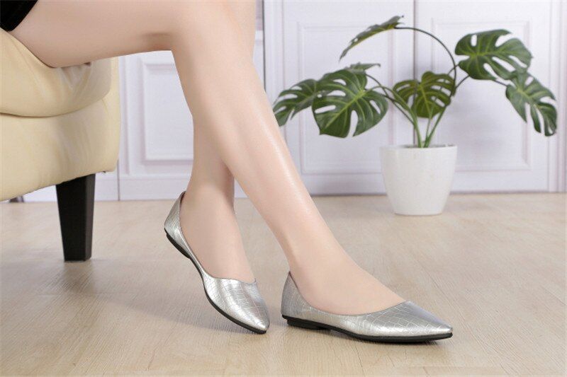 Damskie Płaskie Buty Lolita Z Miękkiej Podeszwy - Srebrny