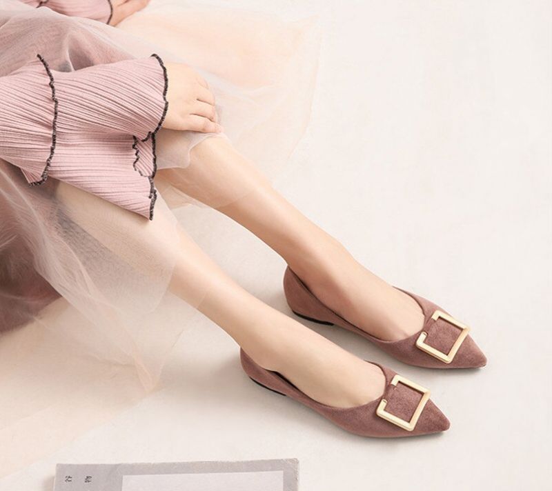 Damskie Płaskie Buty Paula Ze Szpiczastym Noskiem - Morelowy