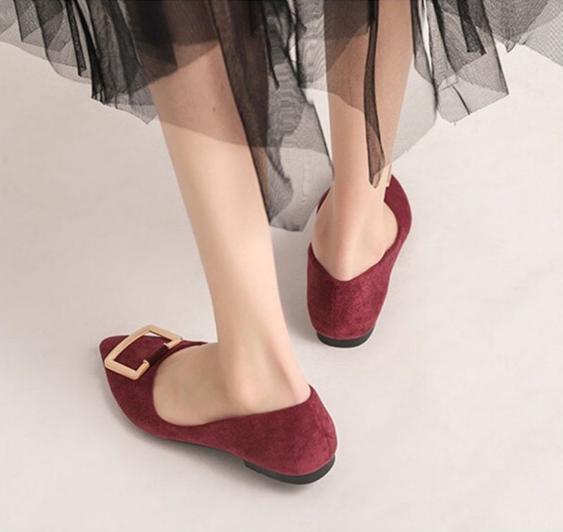 Damskie Płaskie Buty Paula Ze Szpiczastym Noskiem - Morelowy