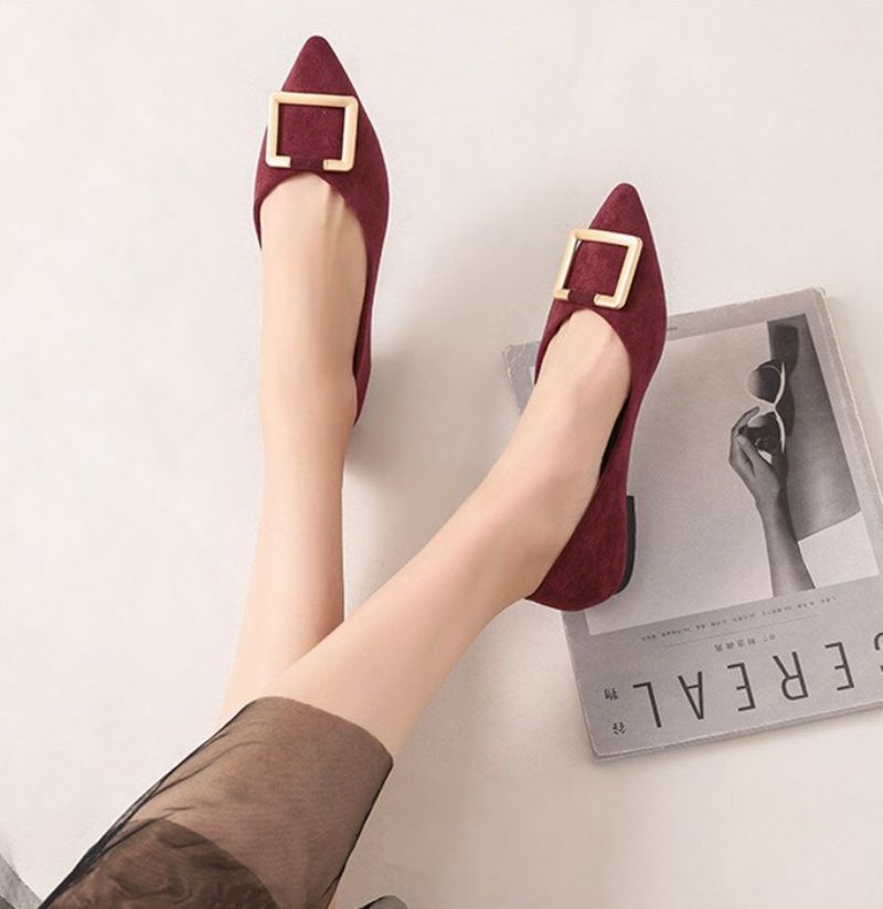 Damskie Płaskie Buty Paula Ze Szpiczastym Noskiem - Morelowy