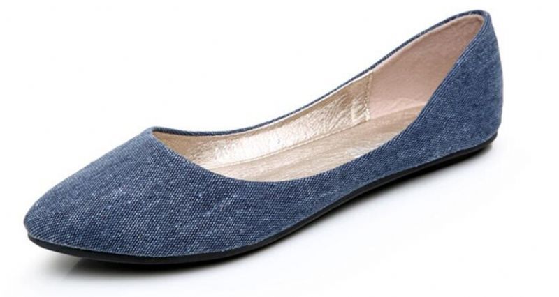 Damskie Płaskie Buty Sinty Z Miękkiej Tkaniny - Niebieski