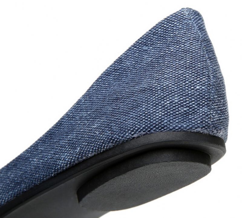 Damskie Płaskie Buty Sinty Z Miękkiej Tkaniny - Niebieski