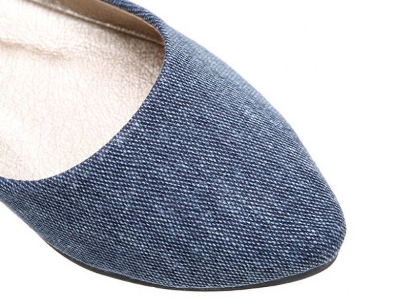 Damskie Płaskie Buty Sinty Z Miękkiej Tkaniny - Niebieski