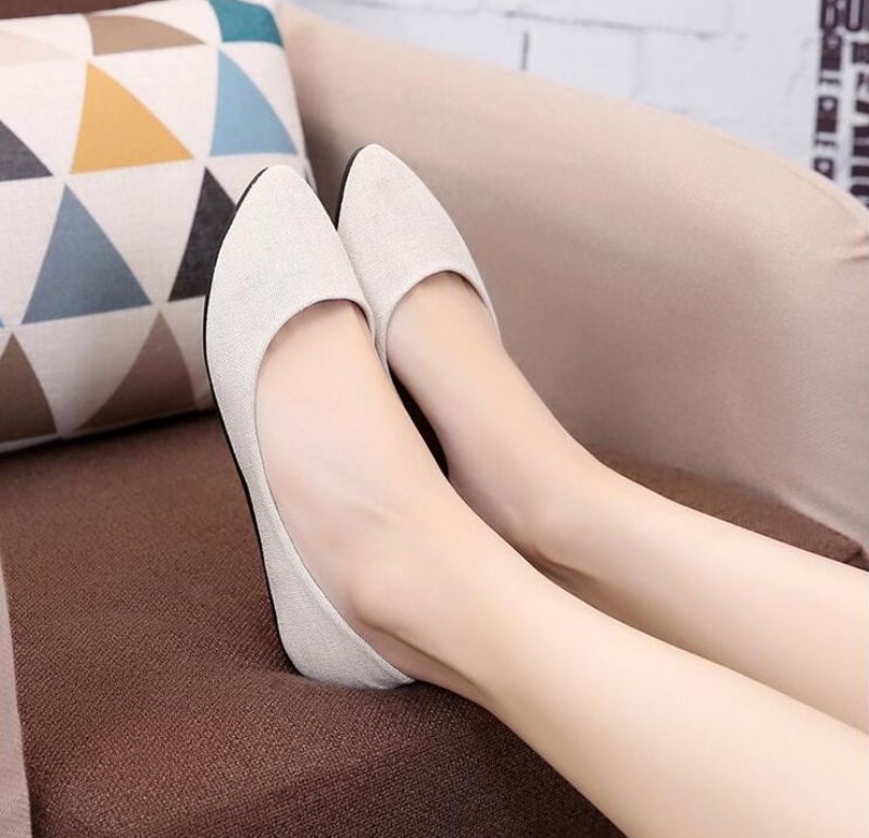 Damskie Płaskie Buty Sinty Z Miękkiej Tkaniny - Niebieski
