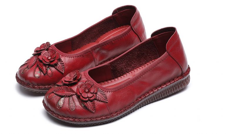 Damskie Płaskie Skórzane Buty Isabelita - Czarny