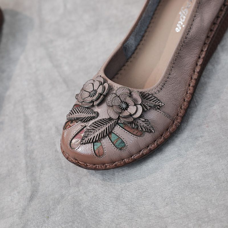 Damskie Płaskie Skórzane Buty Isabelita - Czarny