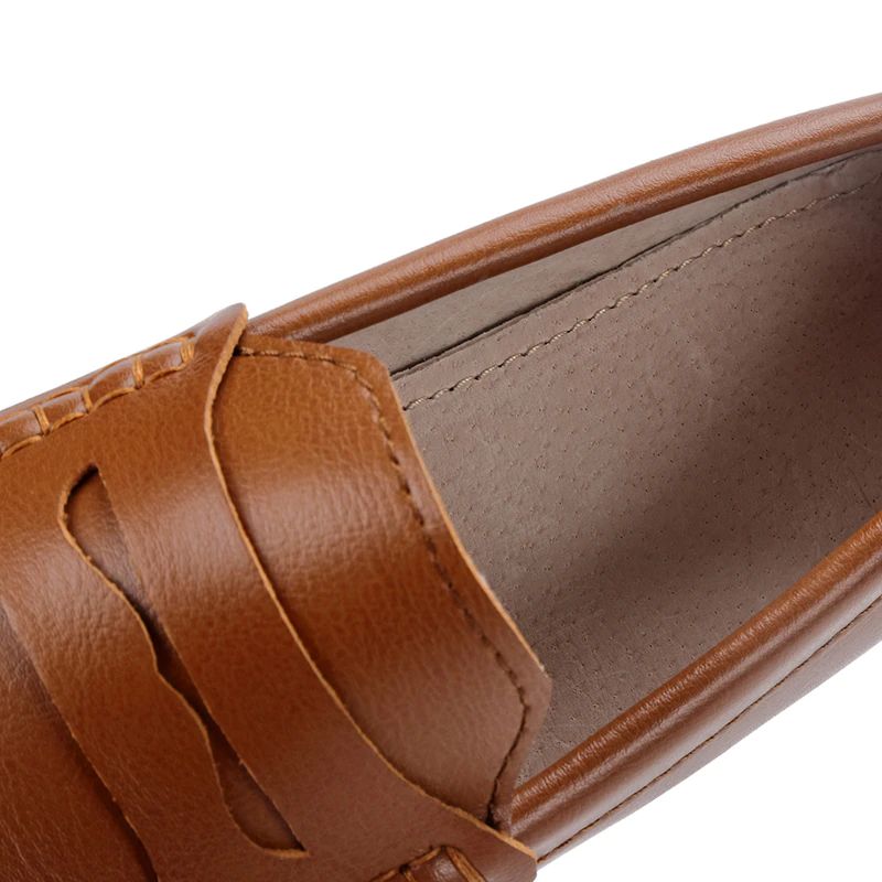 Damskie Płaskie Skórzane Mokasyny Sika Czarne Buty - Czarny