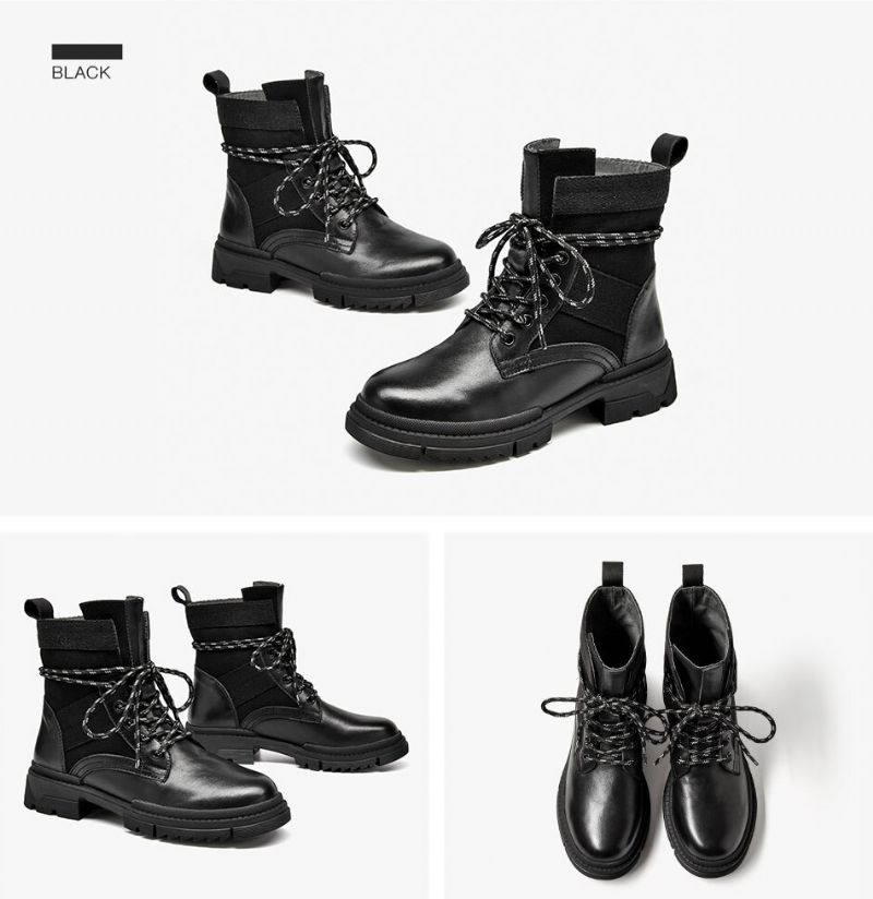 Damskie Skórzane Buty Motocyklowe Checoto - Czarny