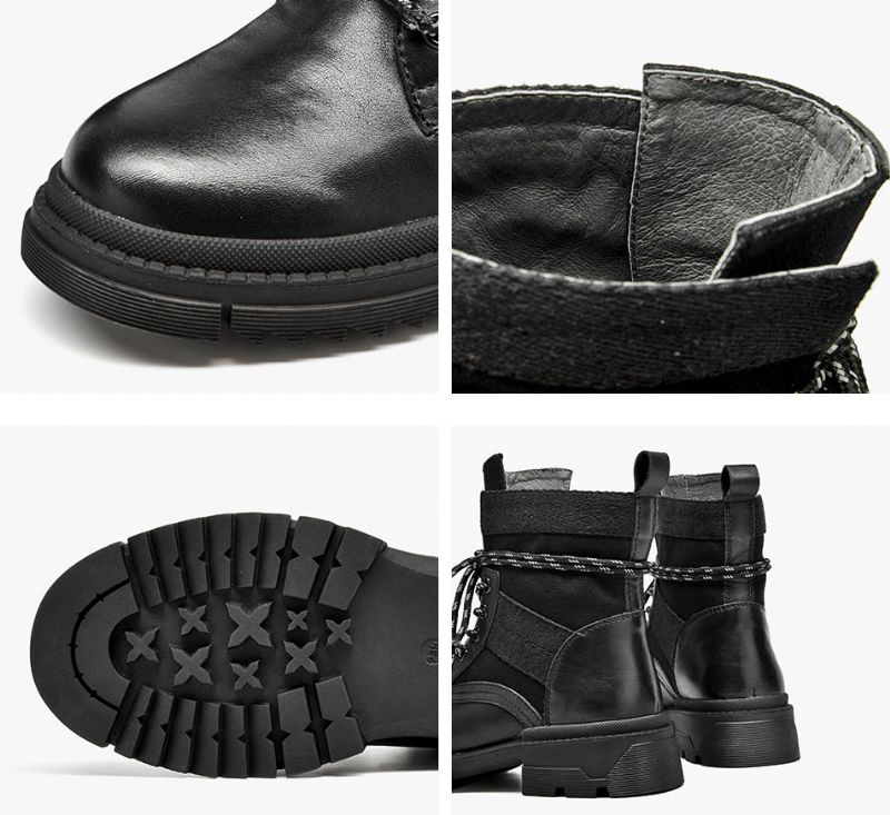 Damskie Skórzane Buty Motocyklowe Checoto - Czarny