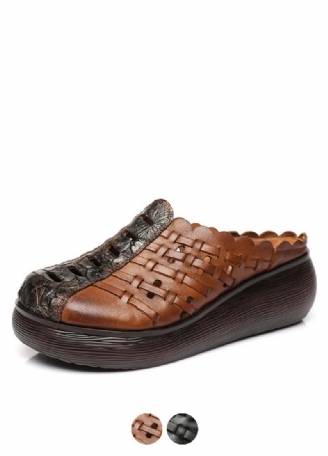Damskie Skórzane Chodaki Alquimia W Stylu Retro