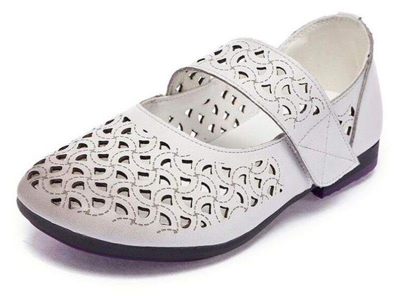 Damskie Skórzane Płaskie Buty Hazel - Khaki