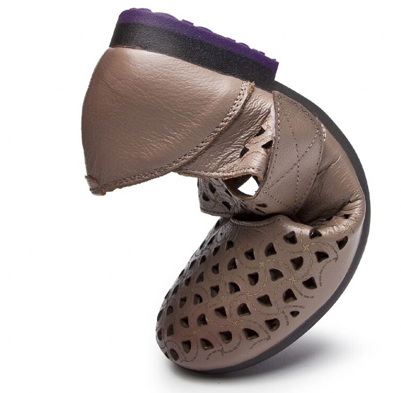 Damskie Skórzane Płaskie Buty Hazel - Khaki