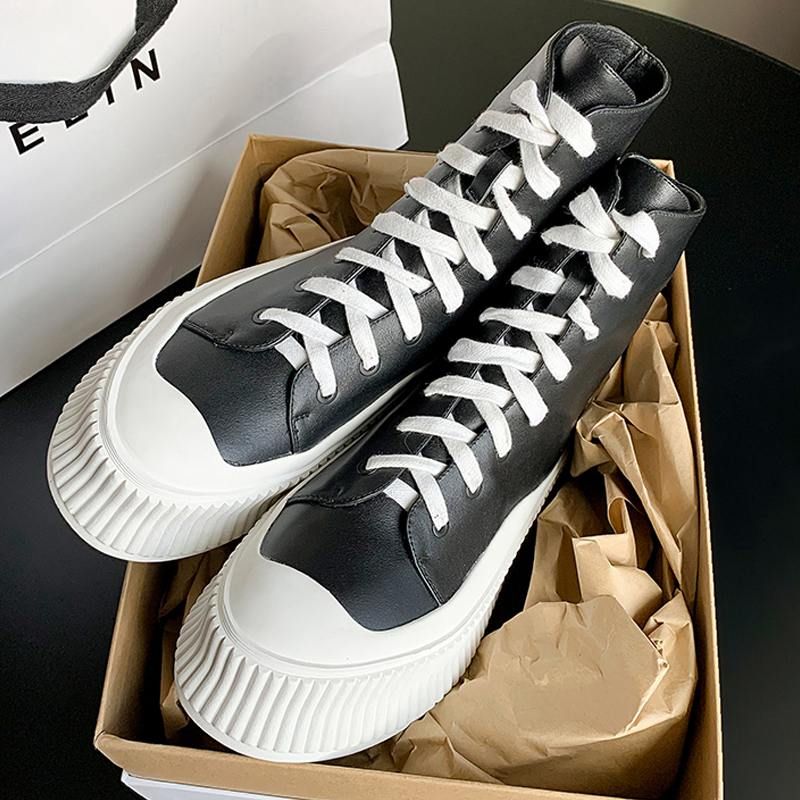 Damskie Sportowe Buty Do Kostki Fiola Na Platformie W Kolorze Czarnym - Czarny