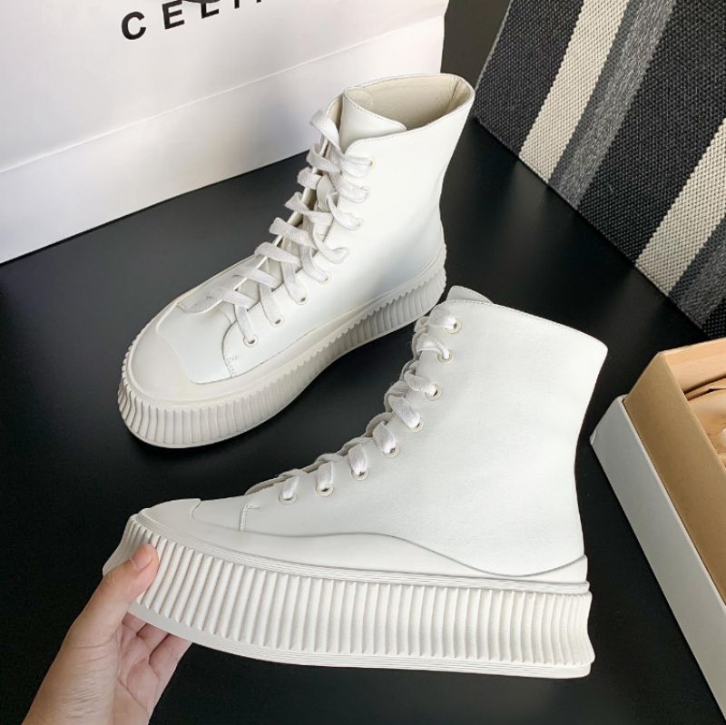 Damskie Sportowe Buty Do Kostki Fiola Na Platformie W Kolorze Czarnym - Czarny