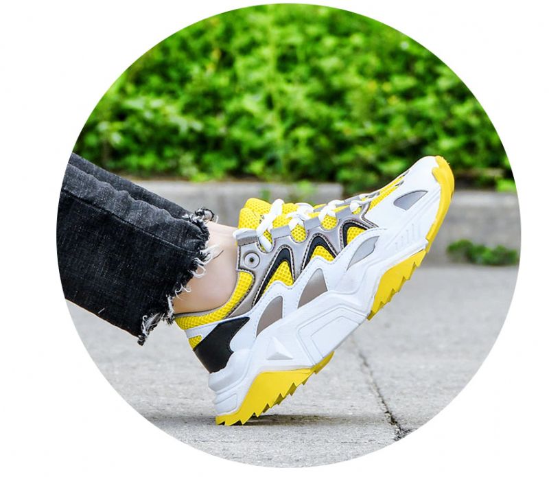 Damskie Trampki Na Platformie Loreto Fashion Walking - Żółty