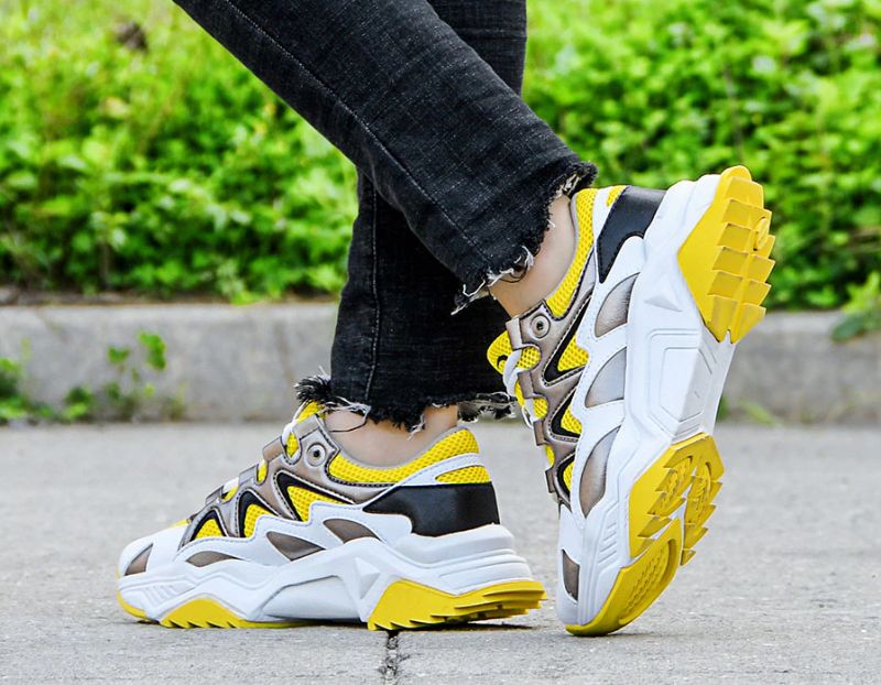 Damskie Trampki Na Platformie Loreto Fashion Walking - Żółty