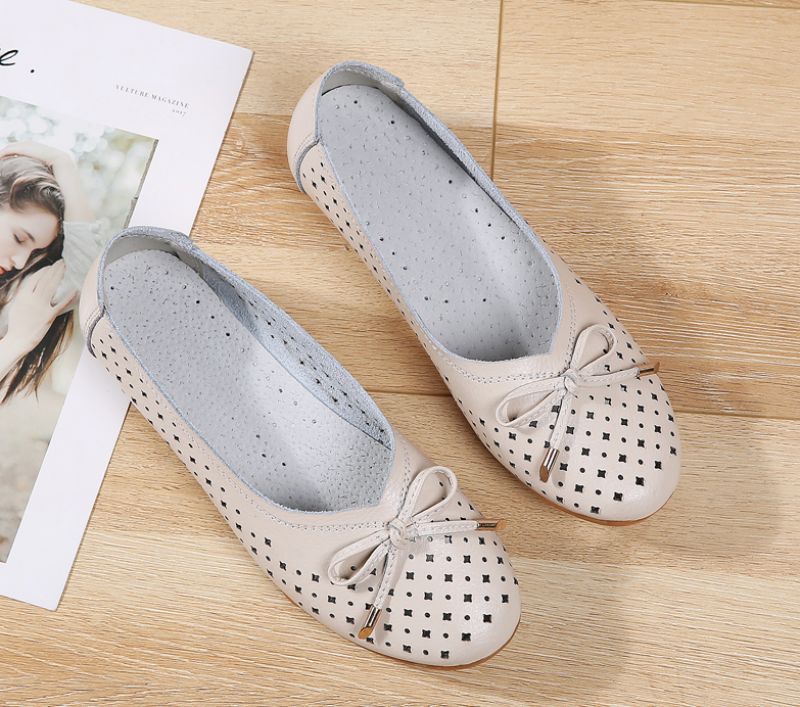 Damskie Wysokiej Jakości Oddychające Płaskie Buty Lucy - Beżowy