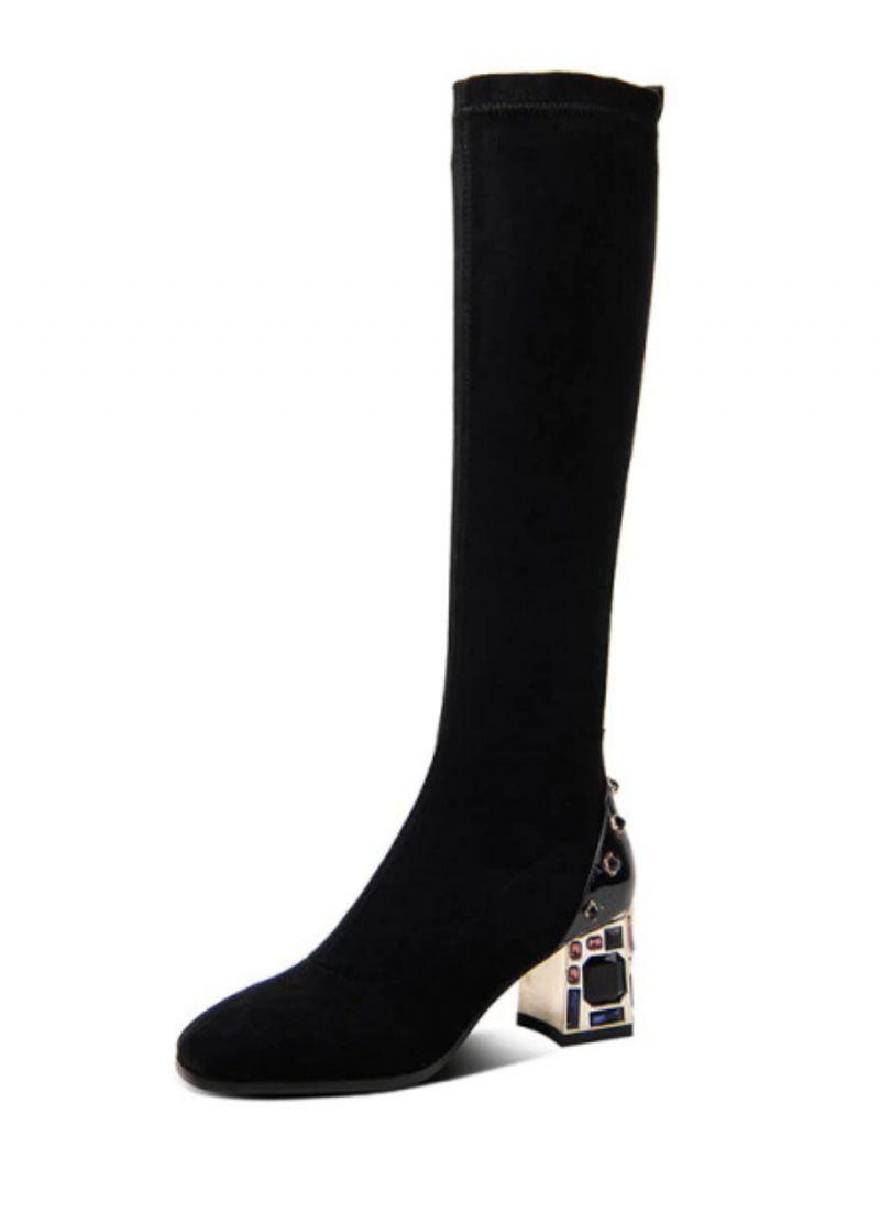 Damskie Zamszowe Buty Do Kolan Romy