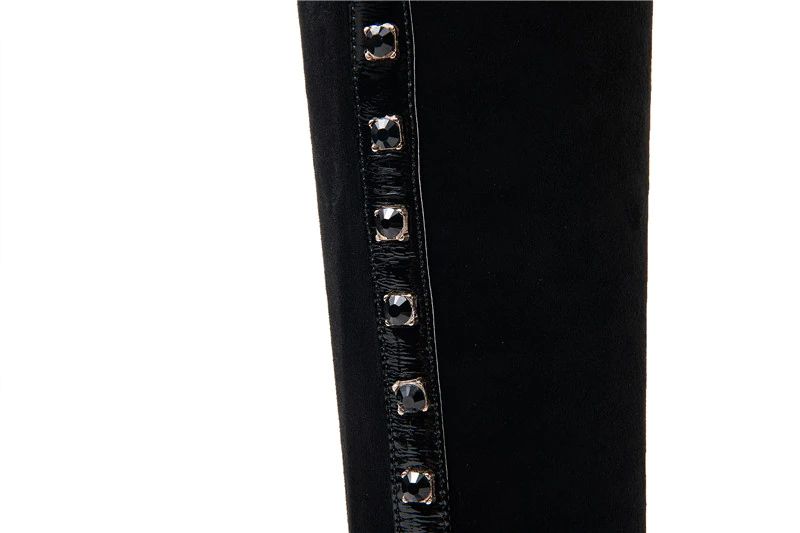 Damskie Zamszowe Buty Do Kolan Romy - Czarny