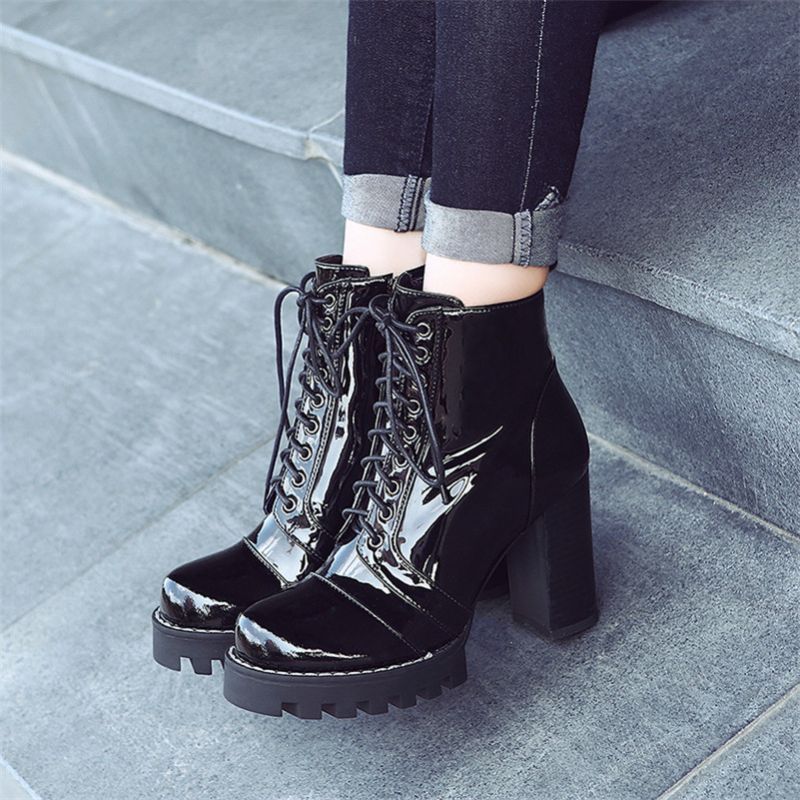 Darling Damskie Buty Na Jesiennej Platformie - Czarny