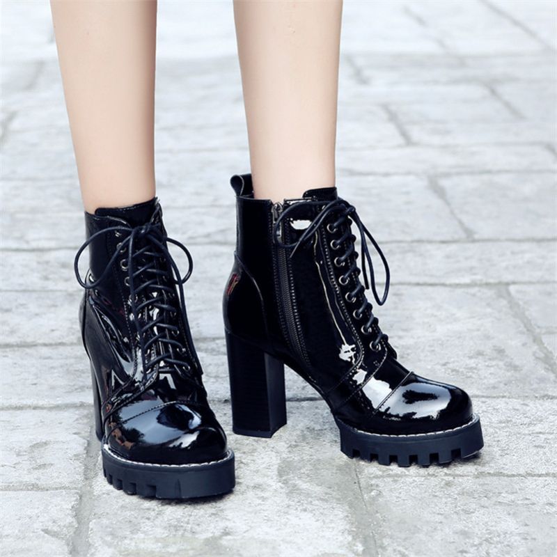 Darling Damskie Buty Na Jesiennej Platformie - Czarny