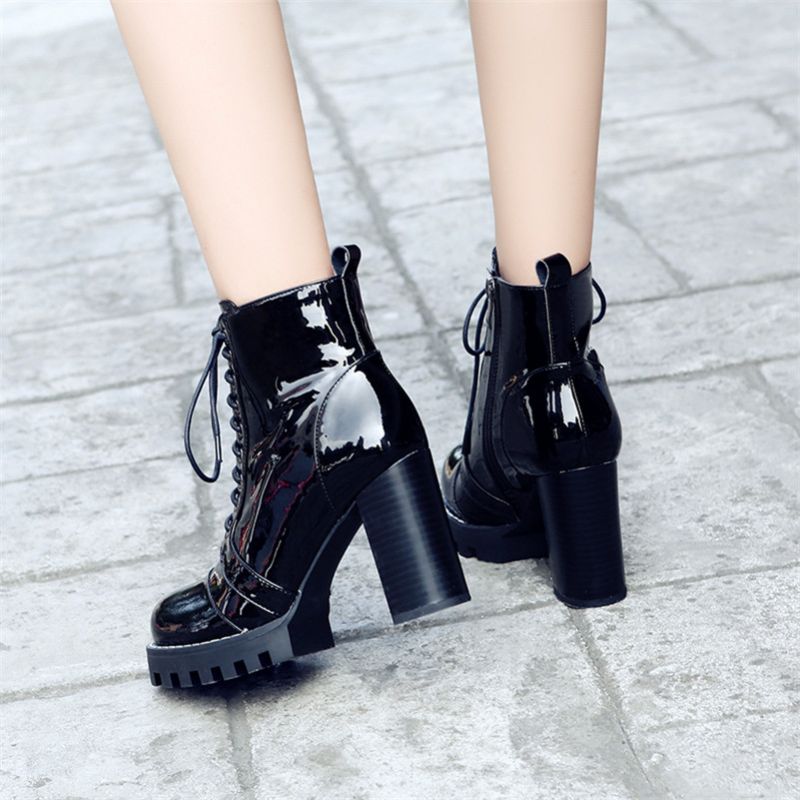 Darling Damskie Buty Na Jesiennej Platformie - Czarny