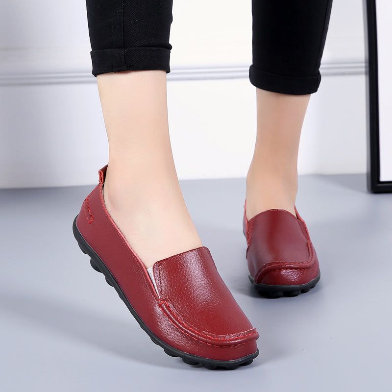 Debbie Damskie Skórzane Mokasyny Buty Wsuwane - Beżowy