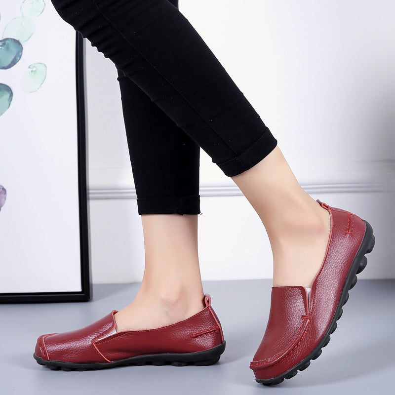Debbie Damskie Skórzane Mokasyny Buty Wsuwane - Beżowy