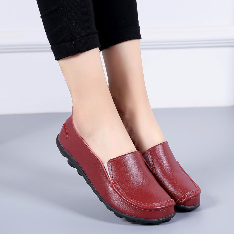 Debbie Damskie Skórzane Mokasyny Buty Wsuwane - Beżowy