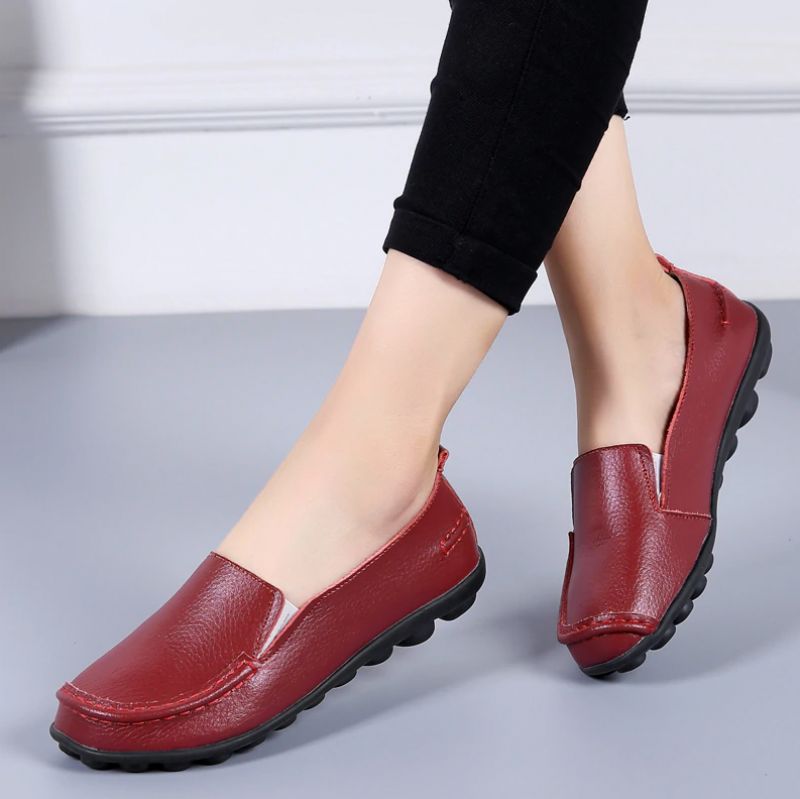 Debbie Damskie Skórzane Mokasyny Buty Wsuwane - Beżowy