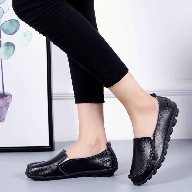 Debbie Damskie Skórzane Mokasyny Buty Wsuwane - Beżowy