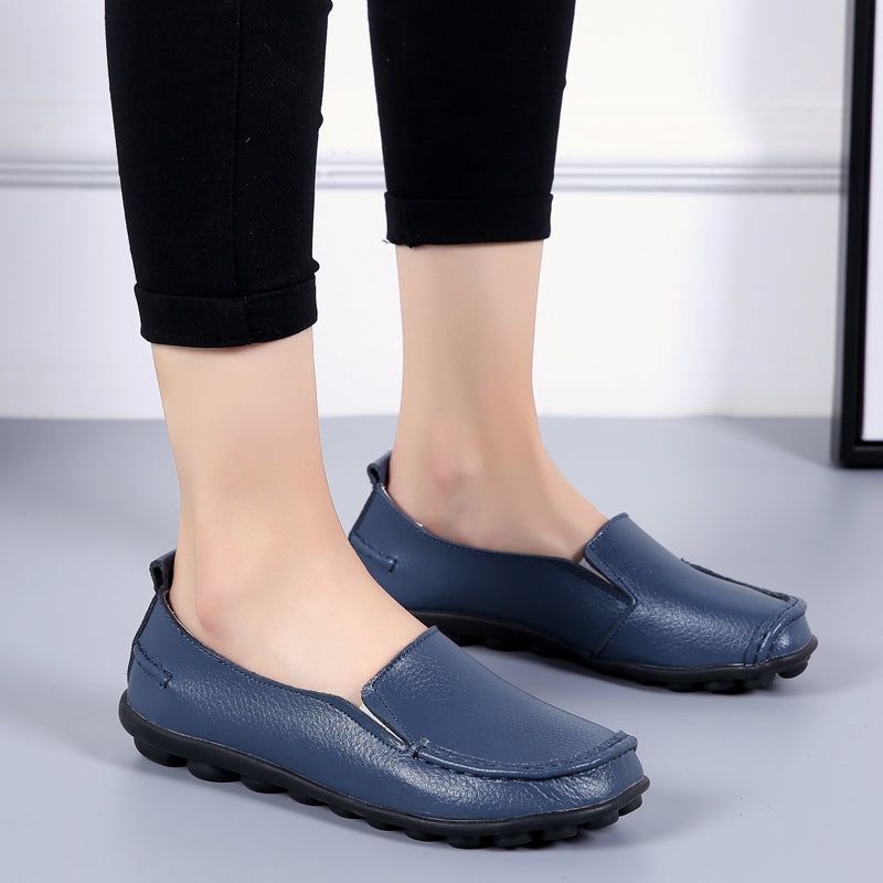 Debbie Damskie Skórzane Mokasyny Buty Wsuwane - Beżowy