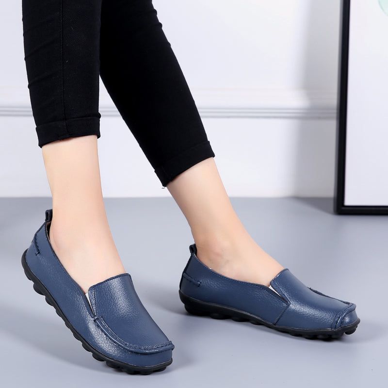 Debbie Damskie Skórzane Mokasyny Buty Wsuwane - Beżowy