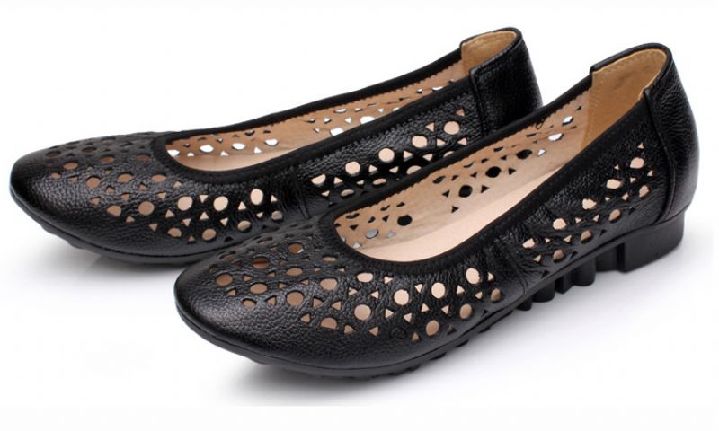 Delfina Damskie Płaskie Skórzane Buty - Biały