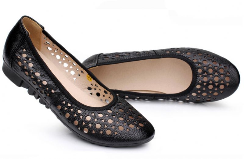 Delfina Damskie Płaskie Skórzane Buty - Biały